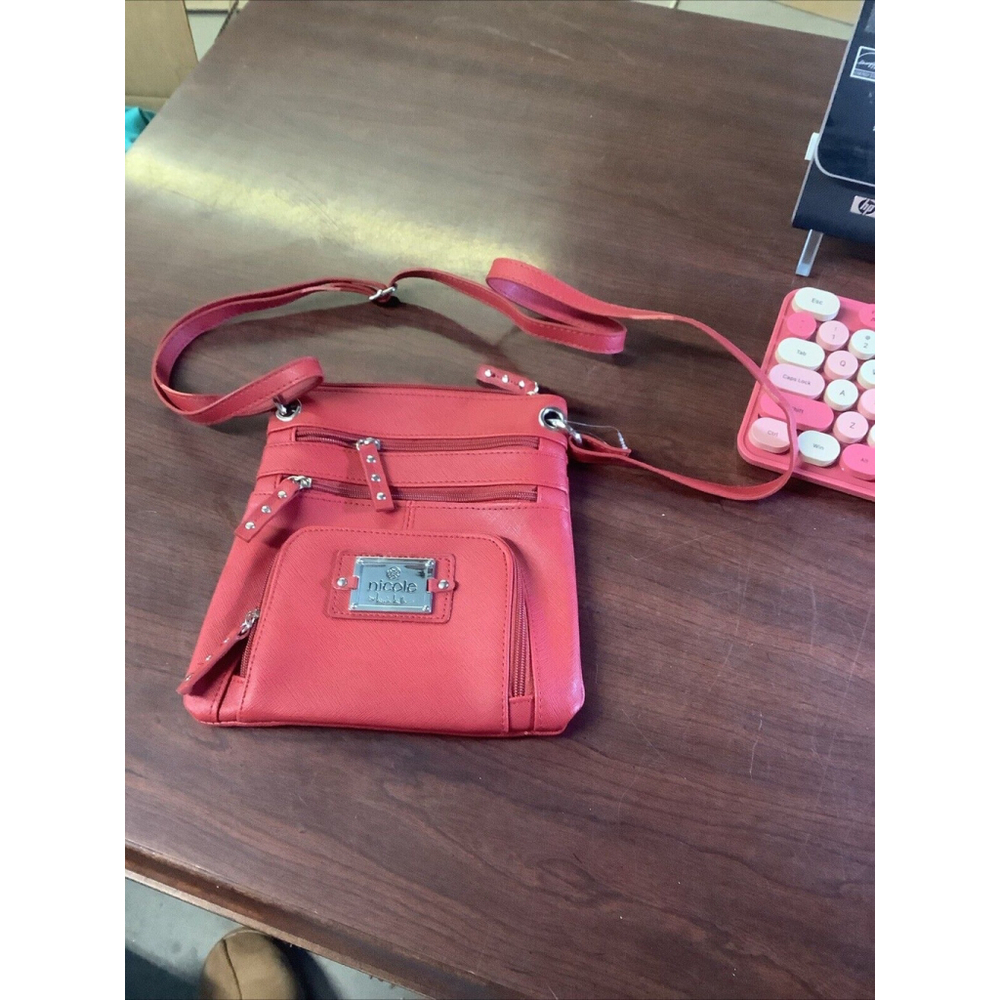 Nicole By Nicole Miller Burgundy Crossbody Purse Bag Shoulder Strap Zippers